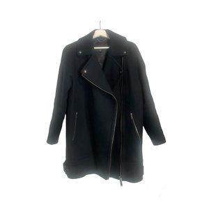 Banana Republic Black Cotton Moto Cocoon Coat Size Small Preppy